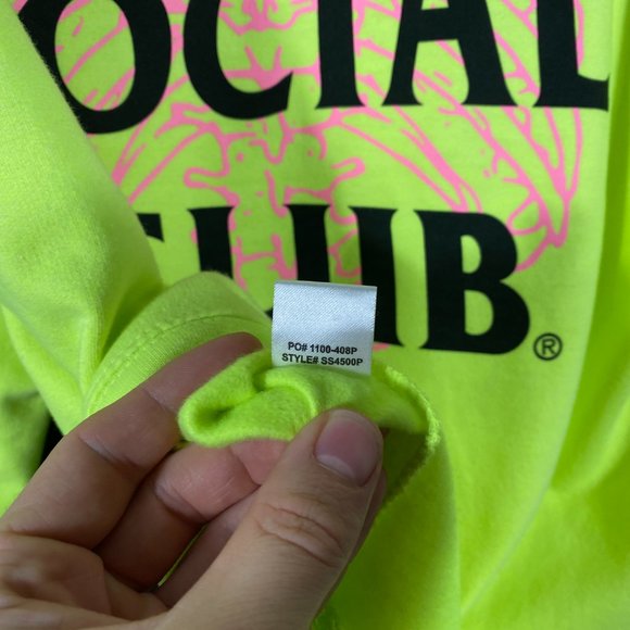 Anti Social Social Club Neon Green Rib Cage hoodie mens size large - Picture 7 of 8
